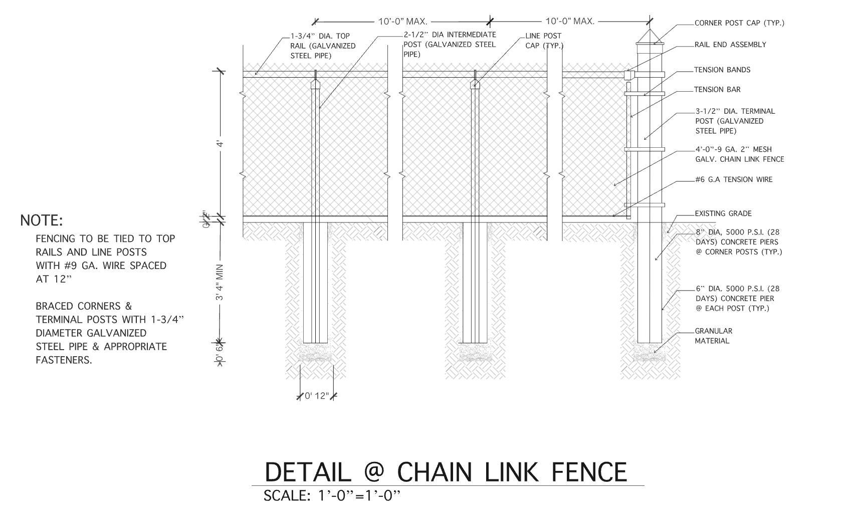 Chain Link Fence Shop Drawing